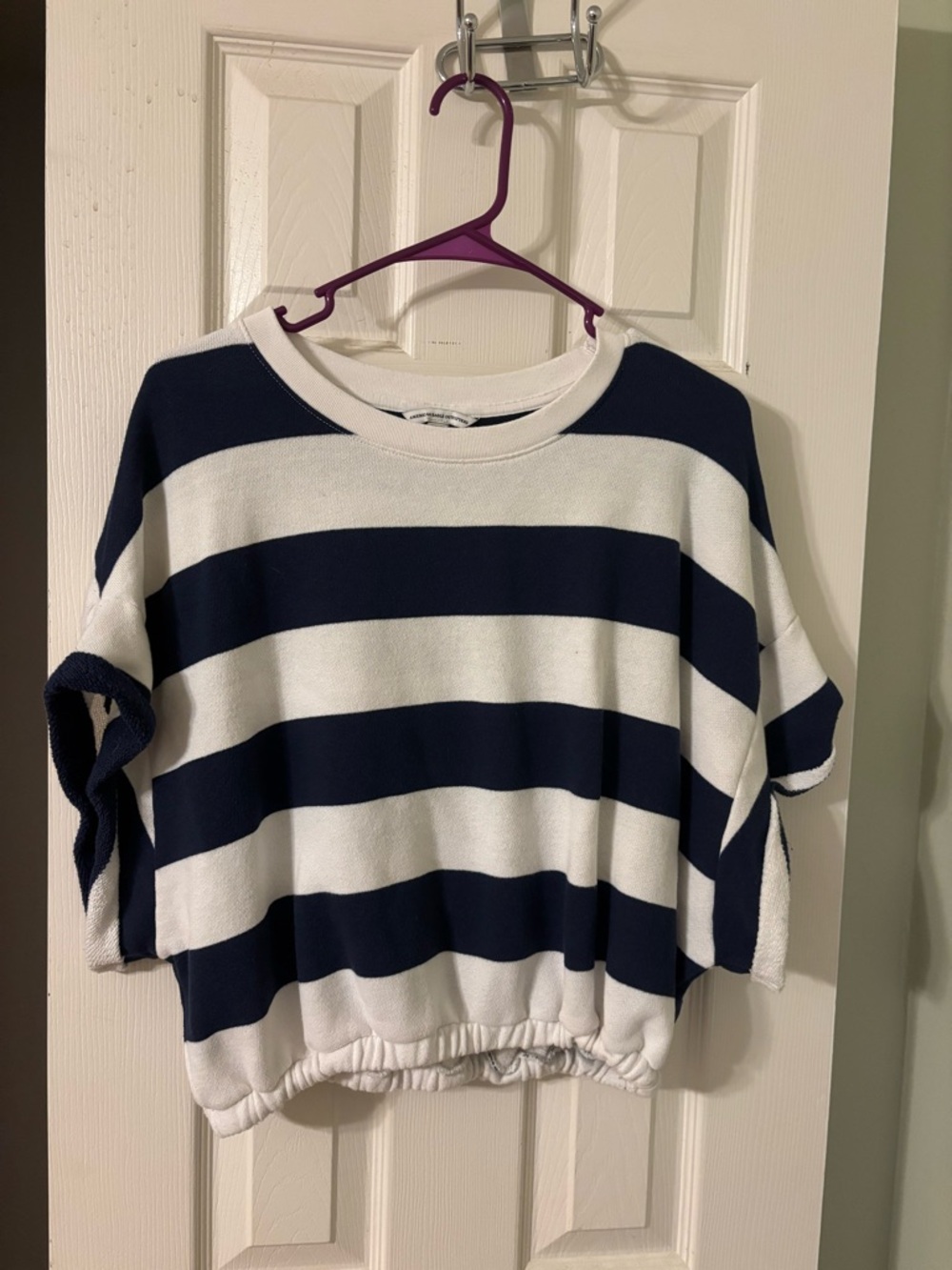 American Eagle Outfitters Navy and White Striped Pullover